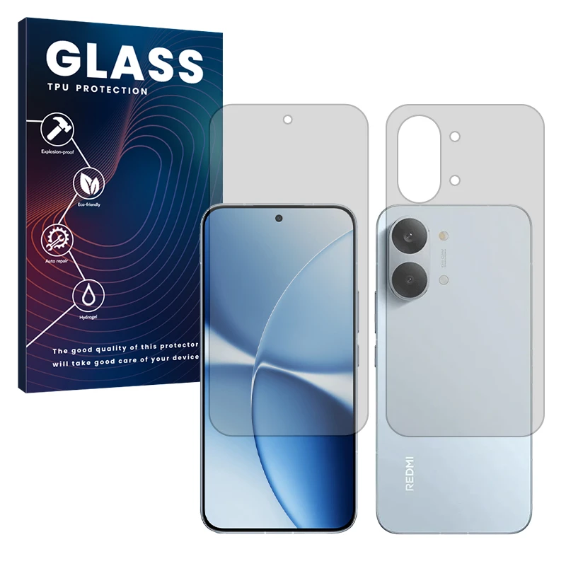 محافظ صفحه نمایش مات گلس مدل هیدروژلی مناسب برای گوشی موبایل شیائومی Redmi Turbo 5 Max به همراه محافظ پشت صفحه