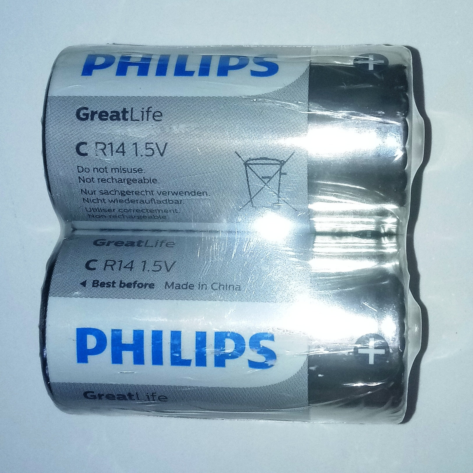 باتری متوسط C فیلیپس مدل GreatLife بسته دو عددی