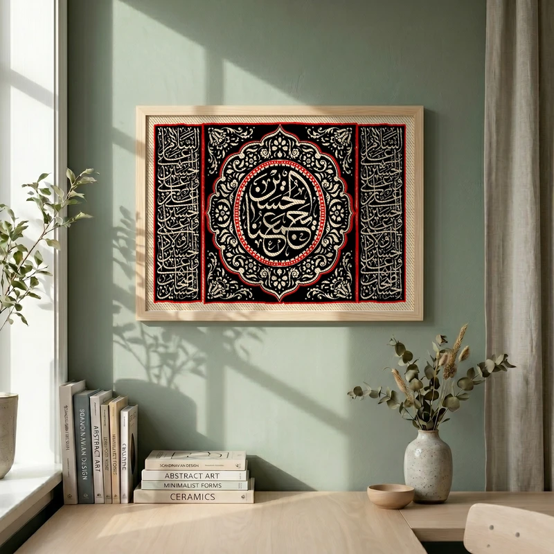 تابلو طرح الحسین یجمعنا مدل G13853 فریم کرم روشن