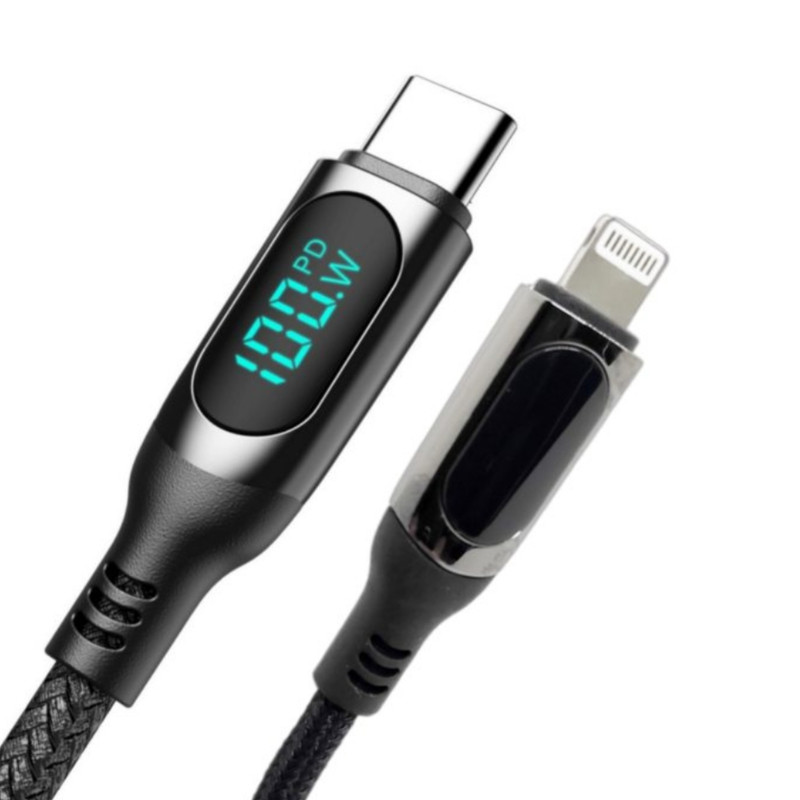 کابل تبدیل USB-C به لایتنینگ موکسوم مدل mx-cb91 lcd display طول 1متر