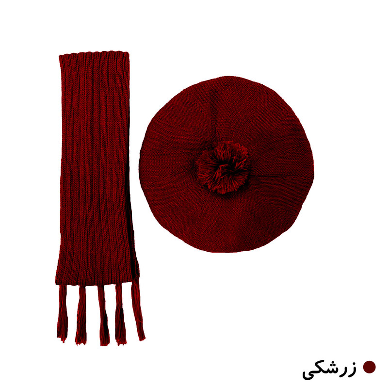 ست کلاه و شال گردن بافتنی بچگانه مدل فرانسوی کد C14