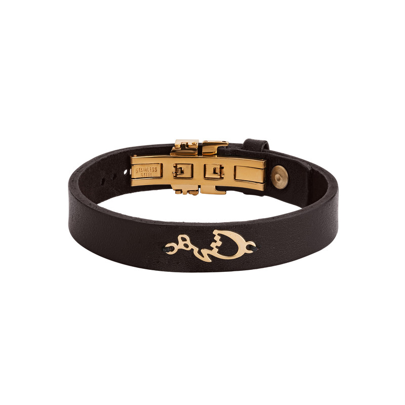 دستبند طلا 18 عیار مردانه گالری شیدا مجد مدل هیچ چرم