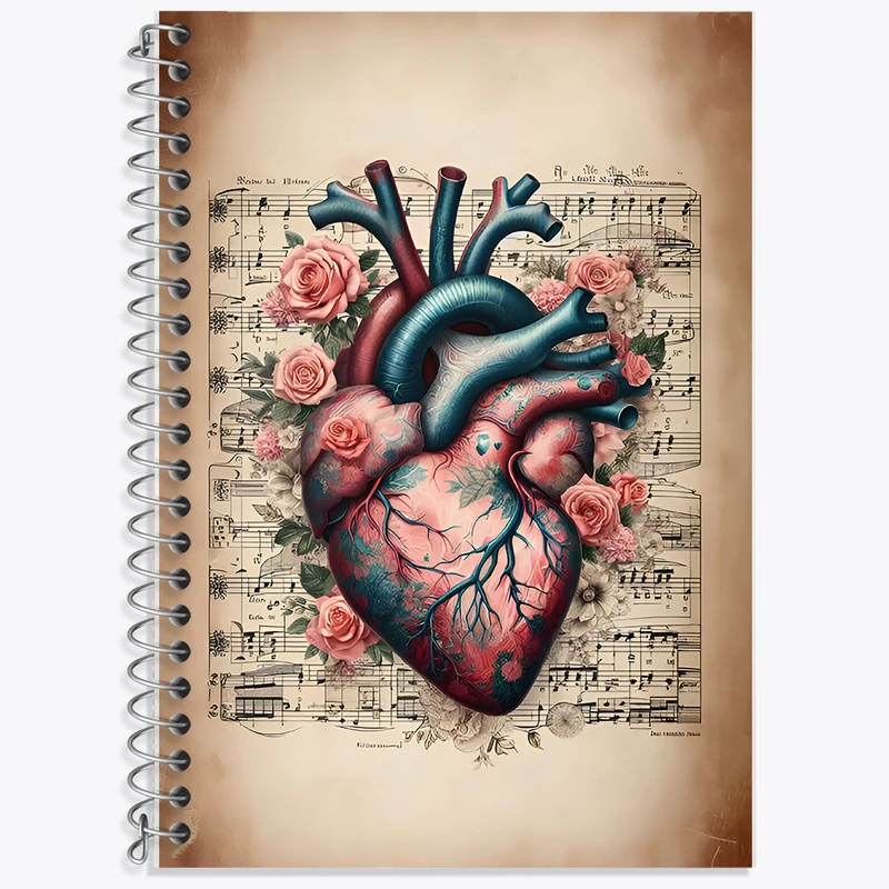 دفتر زبان 50 برگ خندالو مدل دو خط طرح قلب کد F7497