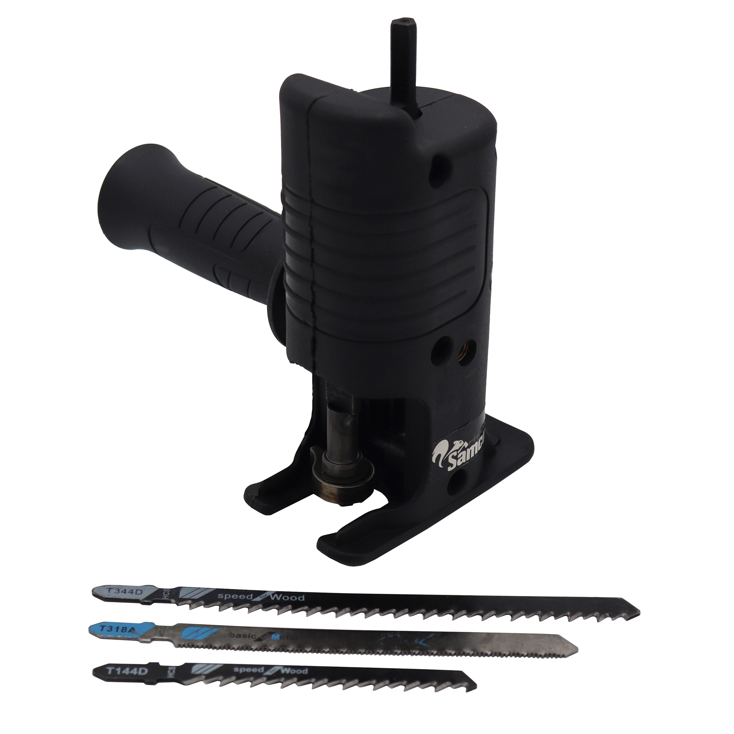 مبدل دریل به اره عمودبر سامکو مدل YP-MOBADEL03 به همراه تیغه اره عمود بر مجموعه 4 عددی مبدل دریل به اره عمودبر سامکو مدل YP-MOBADEL03 به همراه تیغه اره عمود بر مجموعه 4 عددی