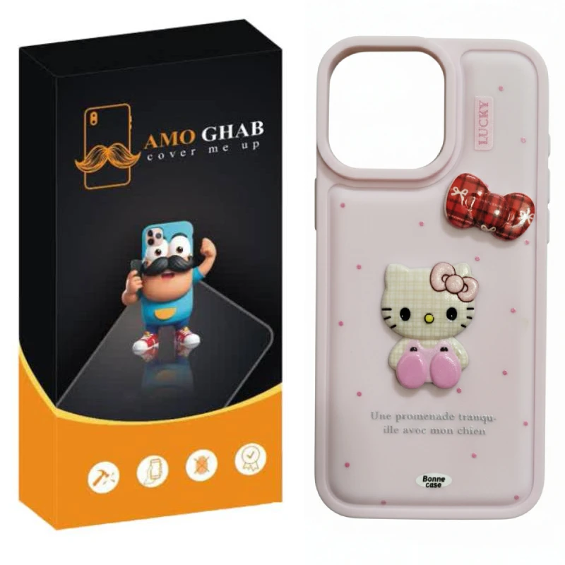 کاور عمو قاب مدل کیتی عروسکی مناسب برای گوشی موبایل اپل Iphone 15 Pro Max