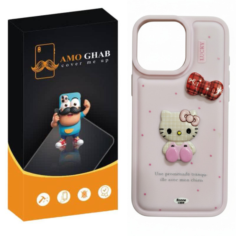 کاور عمو قاب مدل کیتی عروسکی مناسب برای گوشی موبایل اپل Iphone 15 Pro Max