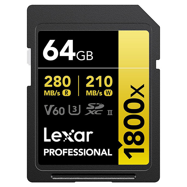 کارت حافظه SDXC لکسار مدل Professional کلاس 10 استاندارد UHS-II U3 سرعت 280MBps ظرفیت 64 گیگابایت