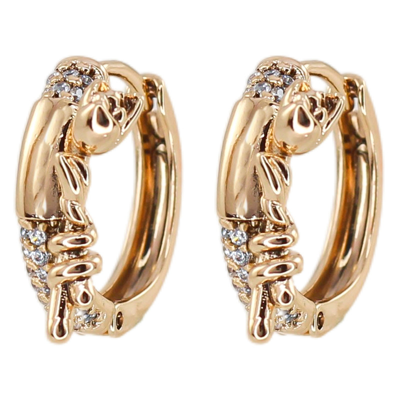 گوشواره حلقه‌ای زنانه ژوپینگ مدل گل رز کد AAC1403