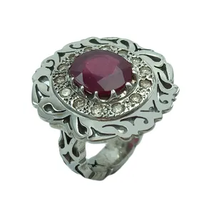 انگشتر نقره مردانه مدل شبکه دستساز یاقوت آفریقایی