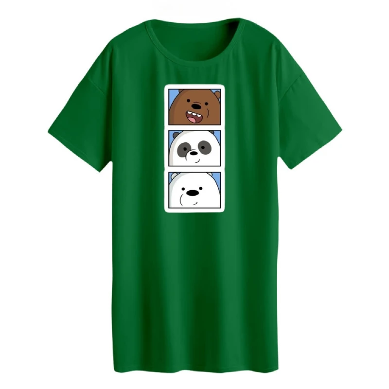 تی شرت لانگ زنانه مدل  خرس های کله فندقی کد 2