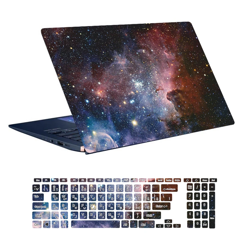 استیکر لپ تاپ توییجین و موییجین طرح Space کد 76 مناسب برای لپ تاپ 15.6 اینچ به همراه برچسب حروف فارسی کیبورد 