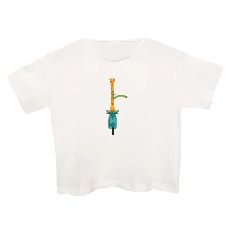 کراپ‌تی شرت آستین کوتاه زنانه مدل زرافه کد 12