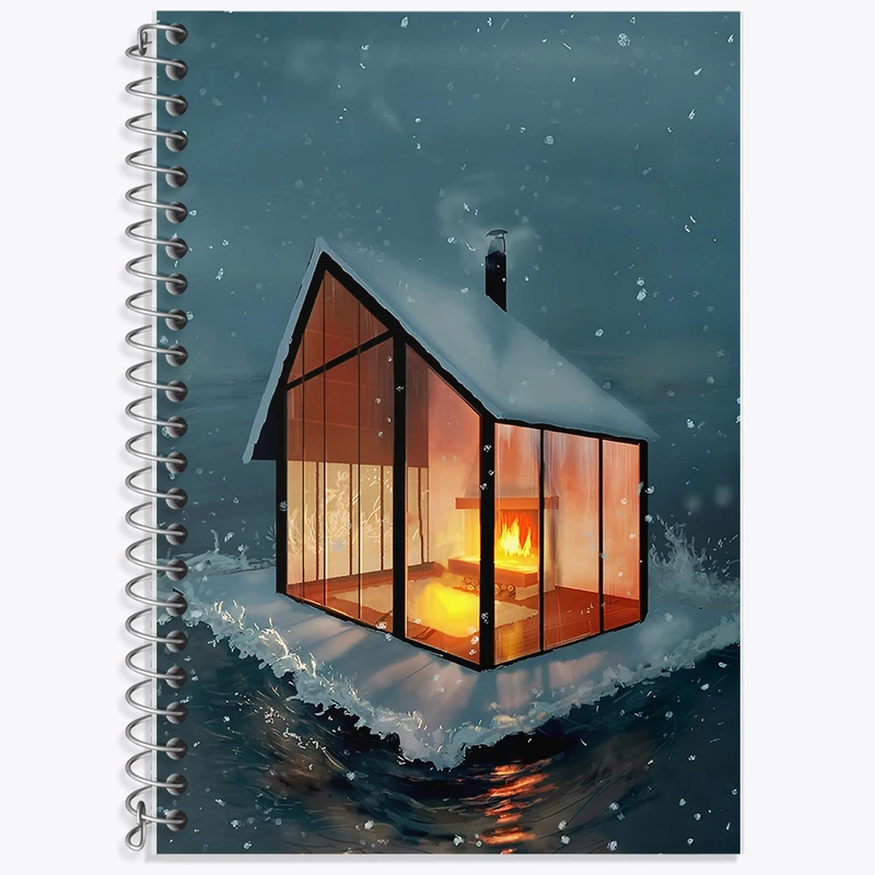 دفتر نت موسیقی 50 برگ خندالو طرح کلبه ی برفی روی آب کد F8244