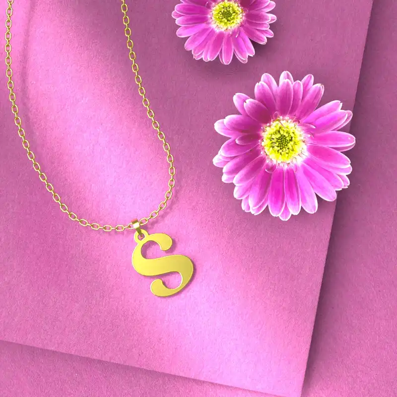 گردنبند طلا 18 عیار زنانه مدوپد مدل حرف S کد H3-1-1565