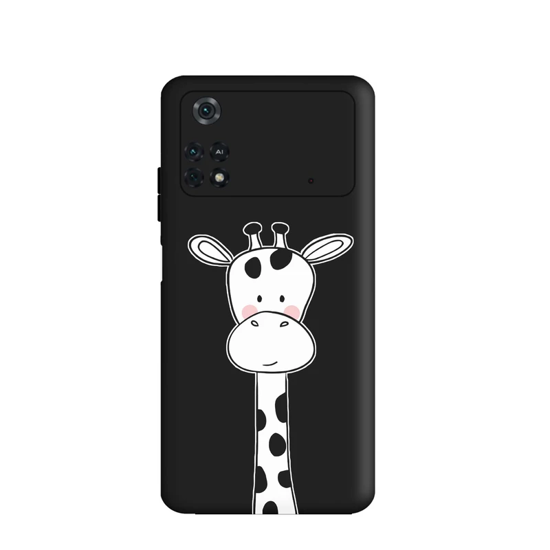 کاور قاب گارد طرح زرافه سفید کد s6826 مناسب برای گوشی موبایل شیائومی Poco M4 Pro 4G