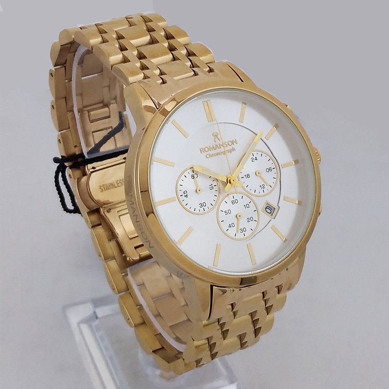 ساعت مچی عقربهای مردانه کوارتز کرنوگراف رومانسون مدل بندفلزی سه موتور ضدآب کد 0022 GN ساعت مچی عقربهای مردانه کوارتز کرنوگراف رومانسون مدل بندفلزی سه موتور ضدآب کد 0022 GN