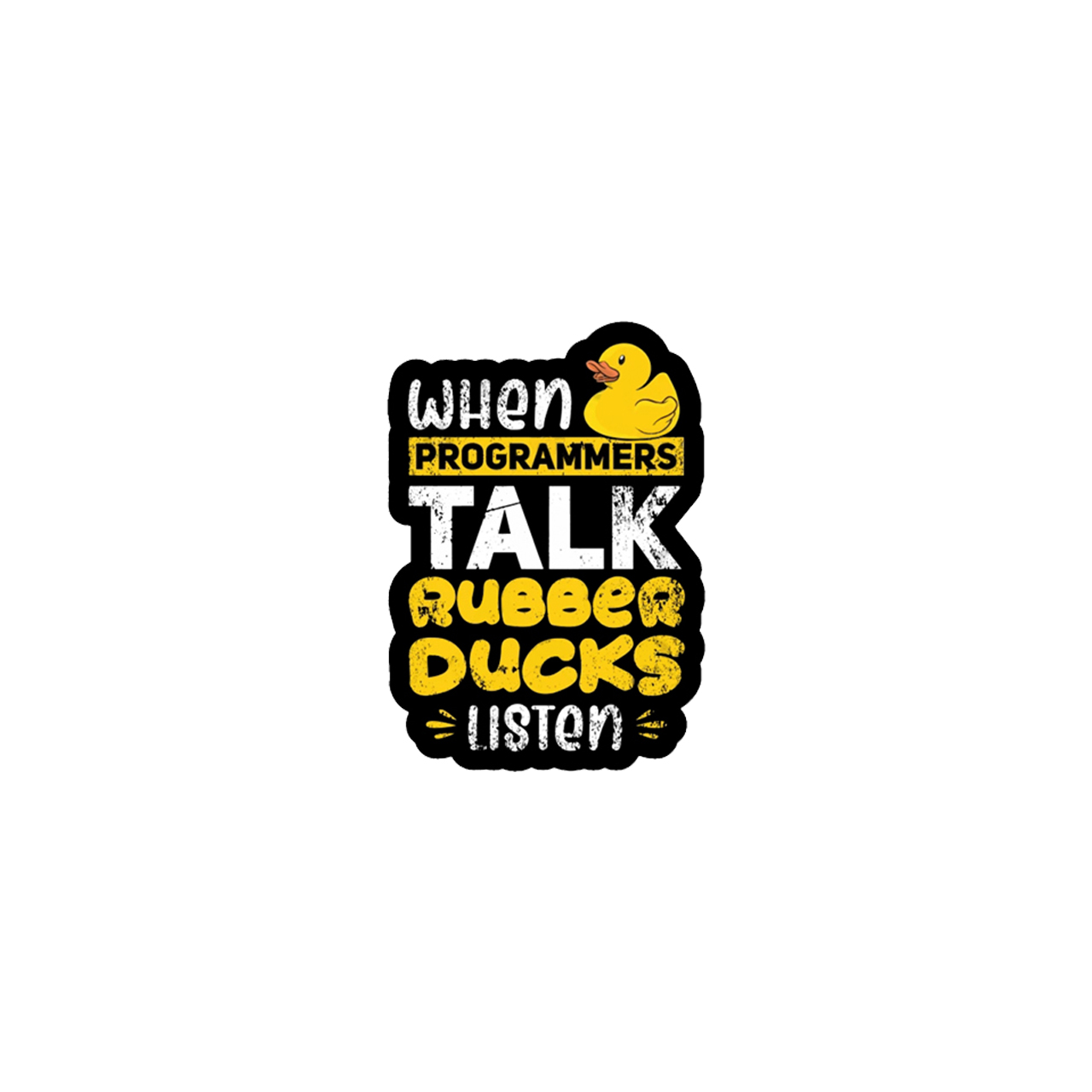 استیکر لپ تاپ لولو طرح وقتی برنامه نویس ها حرف میزنن اردک ها گوش میدن کد 353