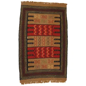 گلیم دستبافت دو متری طرح سفره کردی کد 140878