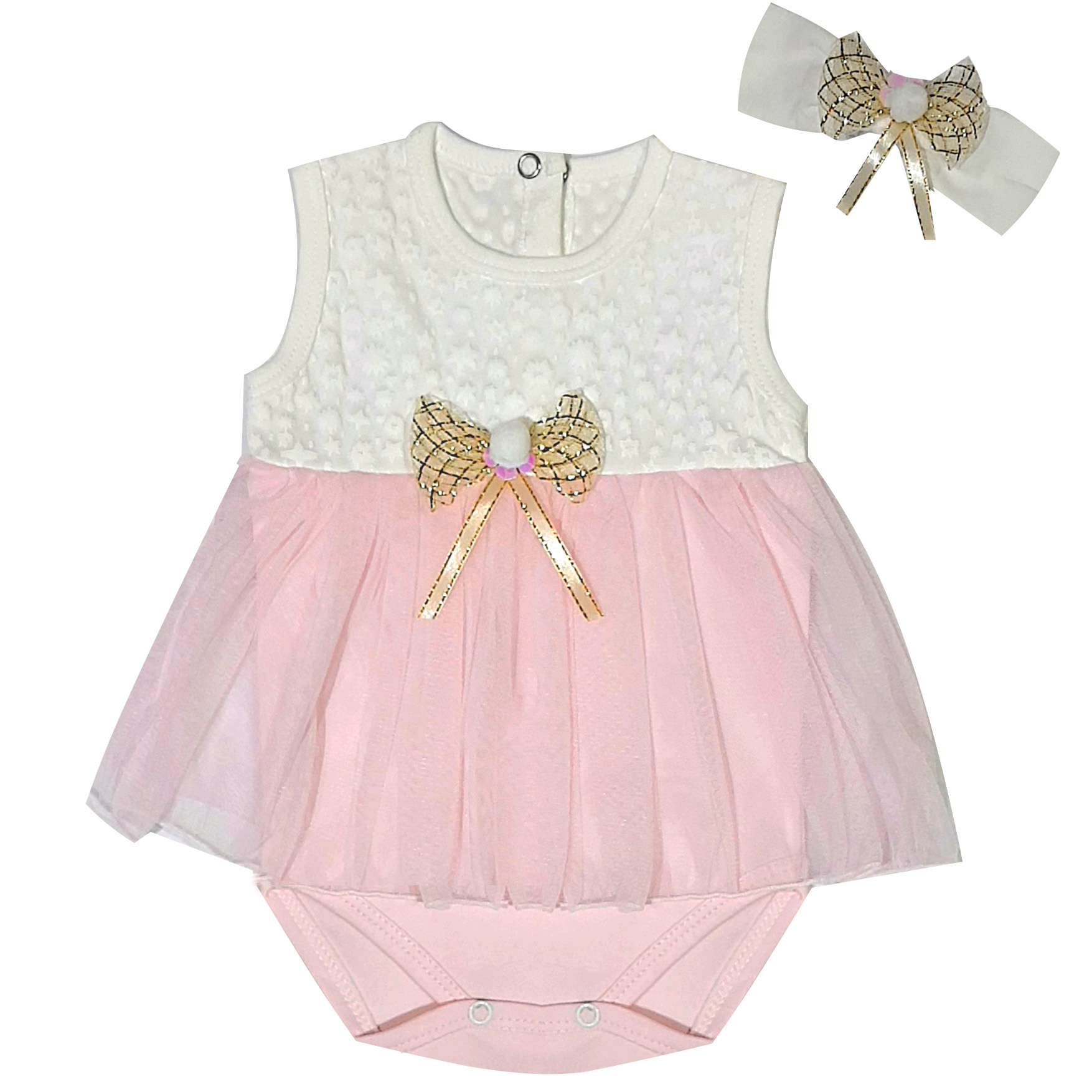 ست پیراهن و هدبند نوزادی مدل mi70