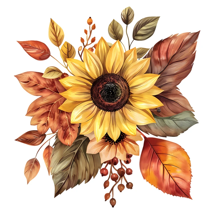 استیکر پارچه و لباس پاد آفرین مدل گل آفتابگردان کد S5518