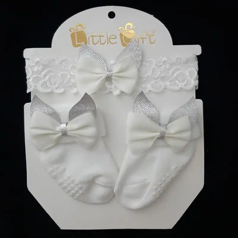 ست هدبند و جوراب نوزادی مدل 222