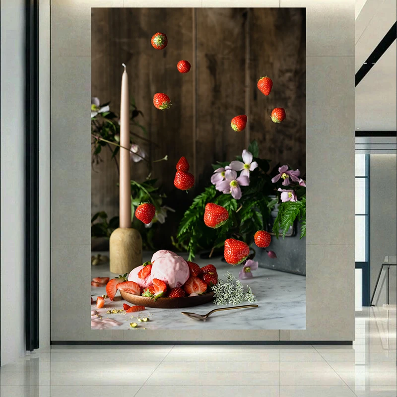 تابلو بوم طرح مخمل بستنی مدل توت فرنگی  کد AR30656