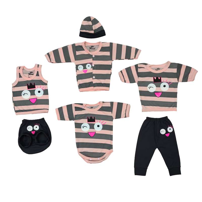 ست 7 تکه لباس نوزادی مدل چشمک و لبخند