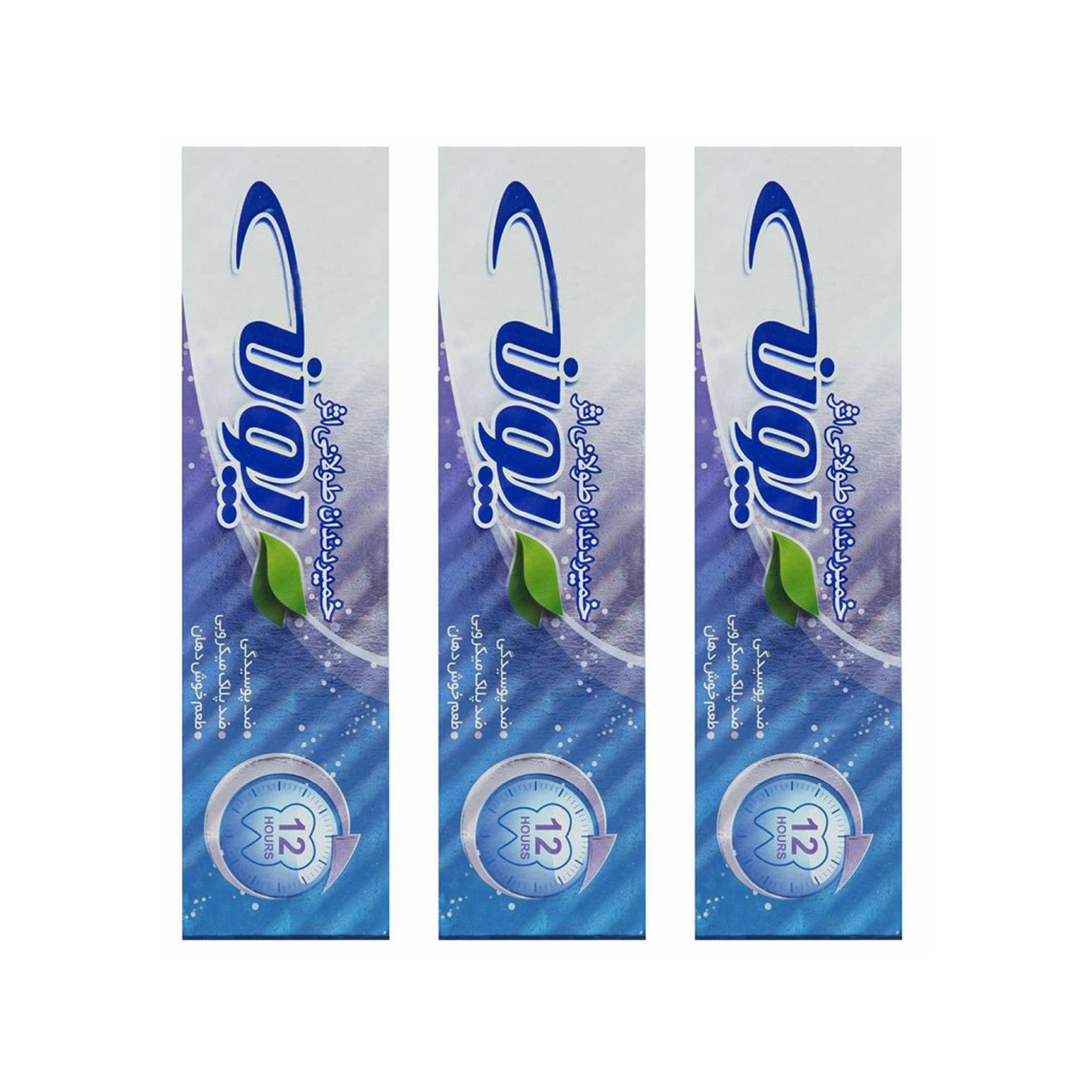 خمیر دندان پونه مدل طولانی اثر حجم 100 میلی‌لیتر بسته 3 عددی