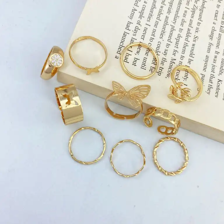 انگشتر زنانه مدل پروانه کد R4171 مجموعه 10 عددی