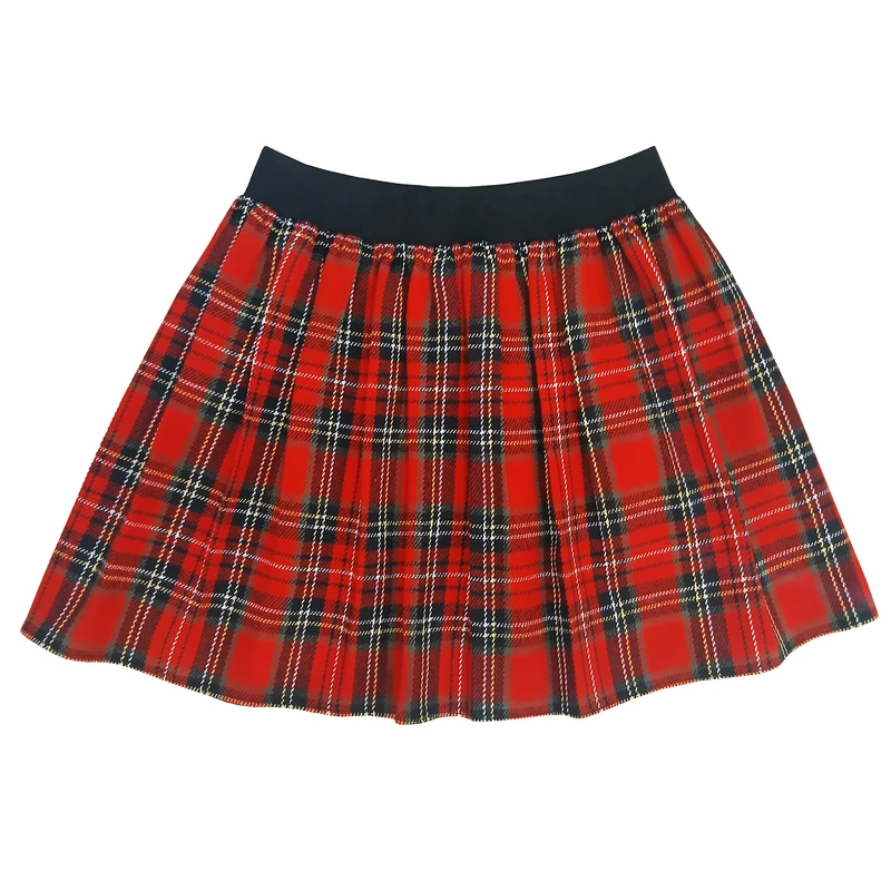 دامن چین‌دار زنانه مدل پشمی چهارخانه کد 37 cm