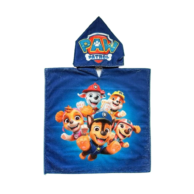 حوله پالتویی کودک مدل پانچو طرح paw patrol سایز 72*67 سانتی متر