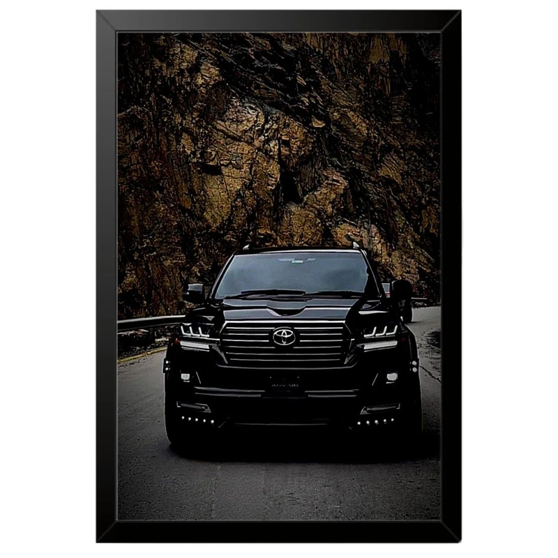 تابلو بکلیت طرح ماشین و خودرو تویوتا لندکروز Toyota LandCruiser مدل B-po1932 فریم مشکی