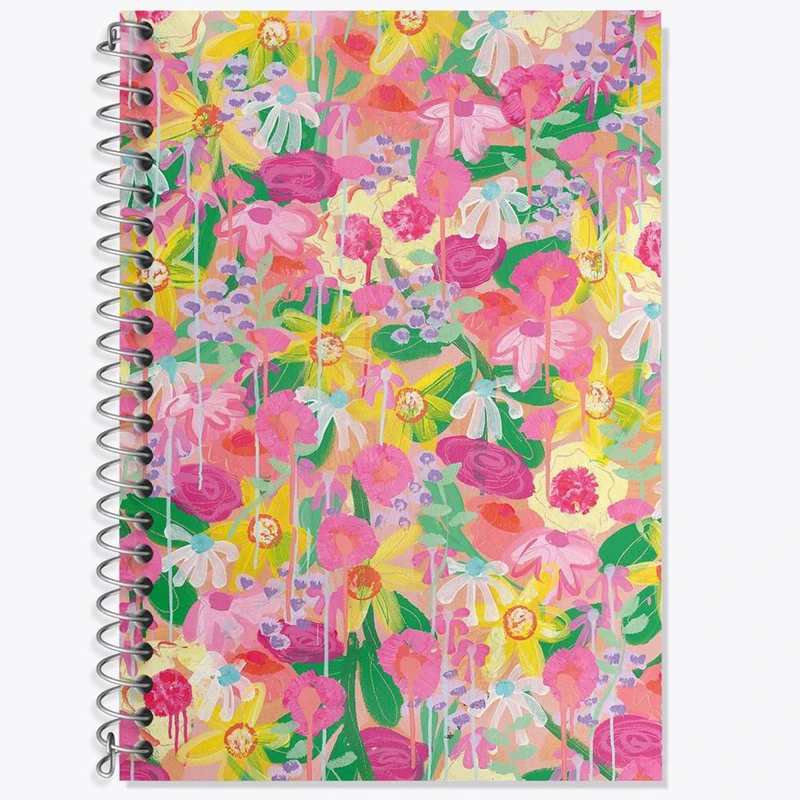 دفتر زبان 50 برگ خندالو مدل دو خط طرح گل گلی کد 29083