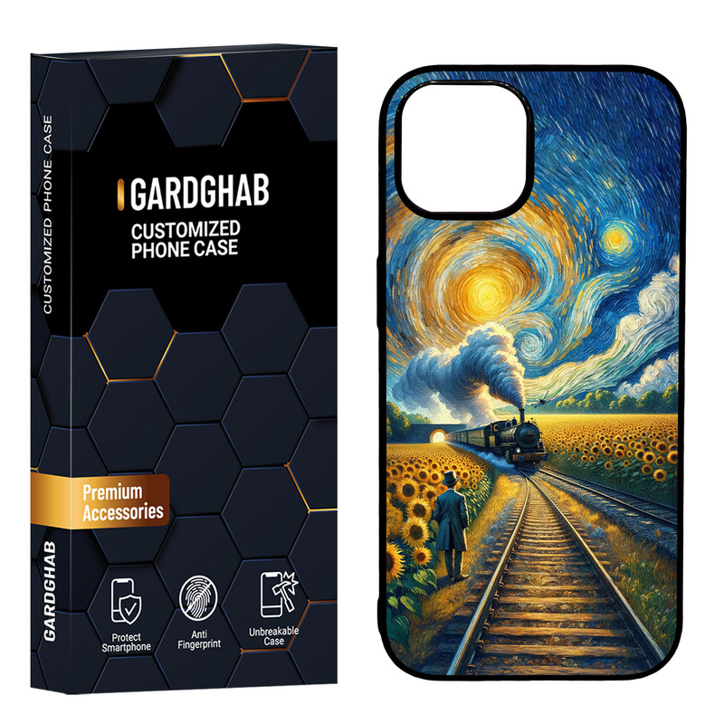 کاور گارد قاب مدل دور ژله ای پشت گلس هنری مناسب برای گوشی موبایل اپل iPhone 15 