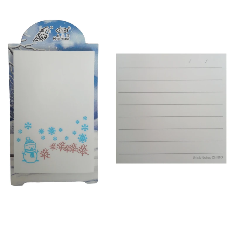 کاغذ یادداشت چسب دار مدل آدم برفی سایز 6*9 سانتی متر و 7.5*7.5 سانتی متر مجموعه دو عددی