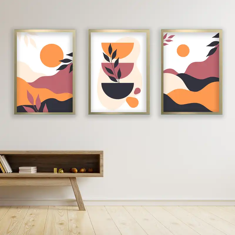 تابلو مدل مینیمال دکوراتیو کد LA-G30148 مجموعه 3 عددی