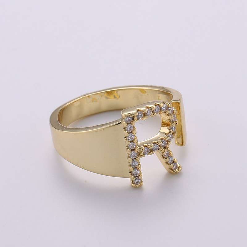  انگشتر طلا 18 عیار زنانه قیراط طرح R کد GH3413