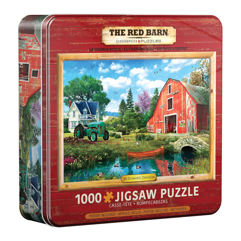 پازل 1000 تکه یوروگرافیکس پازلز مدل  جعبه فلزي The Red Barn Tin كد 5526-8051