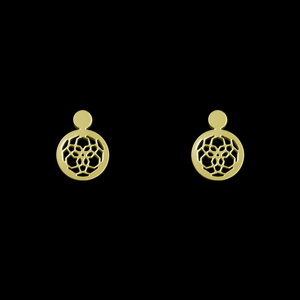 گوشواره طلا 18 عیار زنانه مدوپد مدل هندسی کد GA1-14847