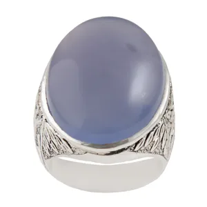 انگشتر نقره مردانه بازرگانی میلادی مدل سنگ عقیق سوسنی  رکاب دست ساز کد AM_1845