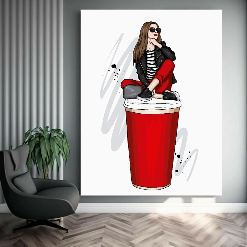 تابلو بوم طرح مخمل نقاشی فانتزی قهوه مدل زمستانه کد FP105220