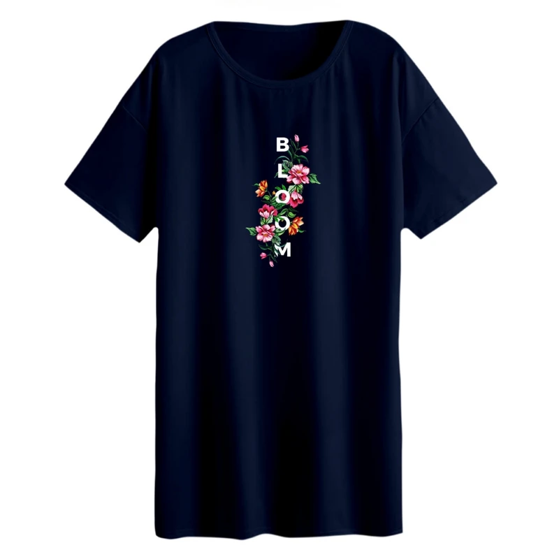 تی شرت لانگ زنانه مدل شکوفه گل