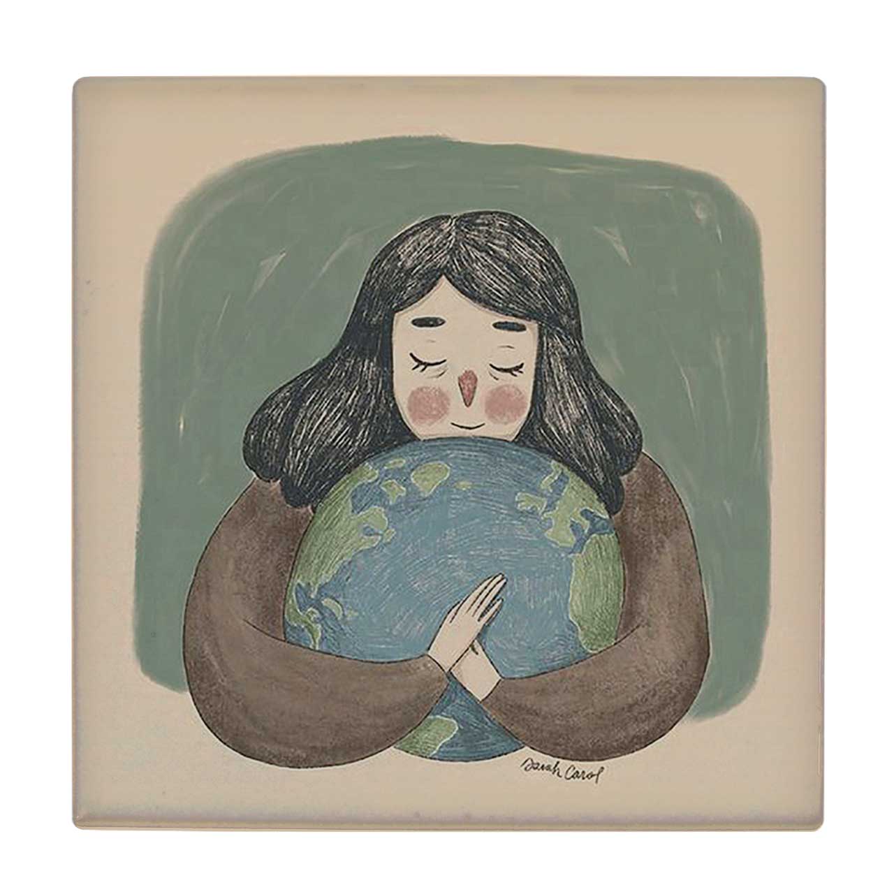 زیر لیوانی طرح نقاشی دختر بچه و کره زمین کد 6147681_5407