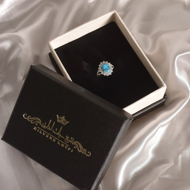 انگشتر نقره زنانه نقره جات لطفی مدل فیروزه  کد ANSH018