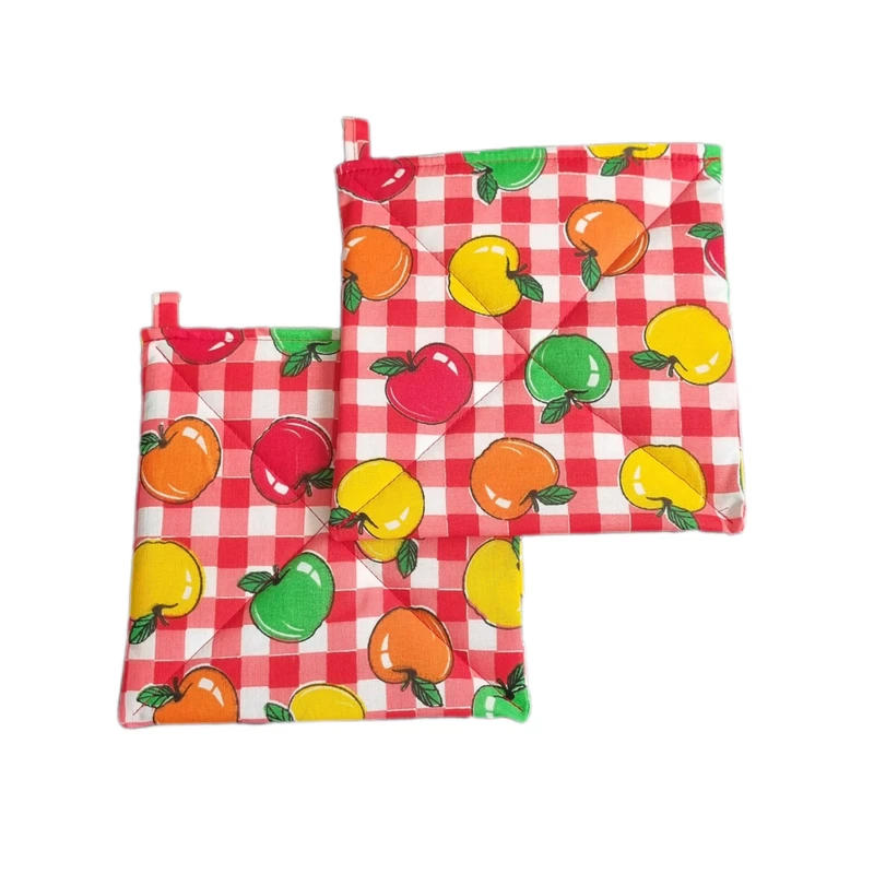 دستگیره خانه طرح چهارخانه و میوه سیب مجموعه 2 عددی