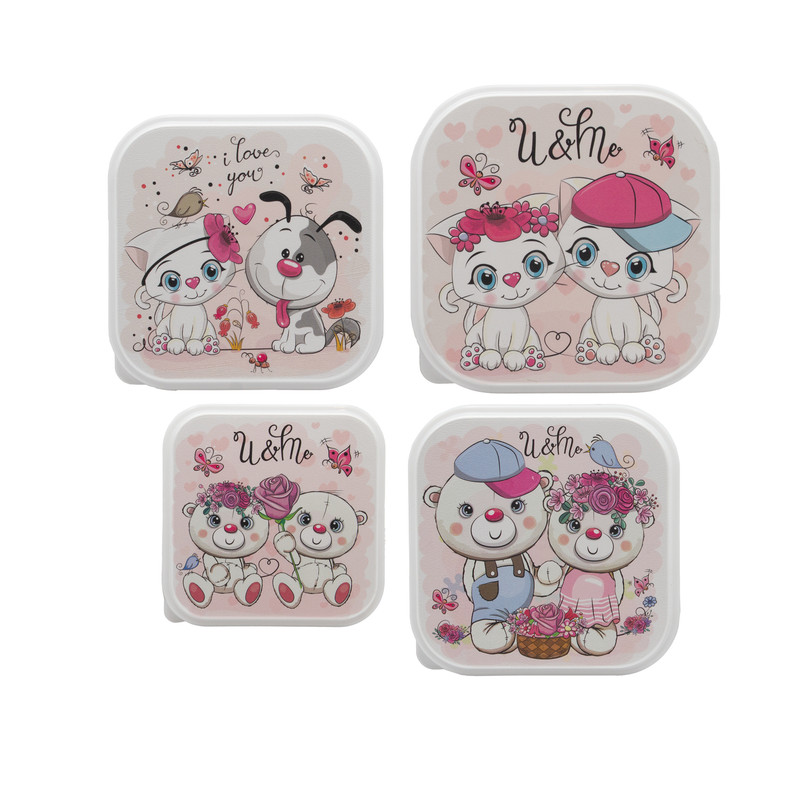 ظرف نگهدارنده آتریس طرح گربه مجموعه 4 عددی