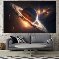پوستر پارچه ای طرح شاهکار خلقت مدل کهکشانی دور سیاره کد b32