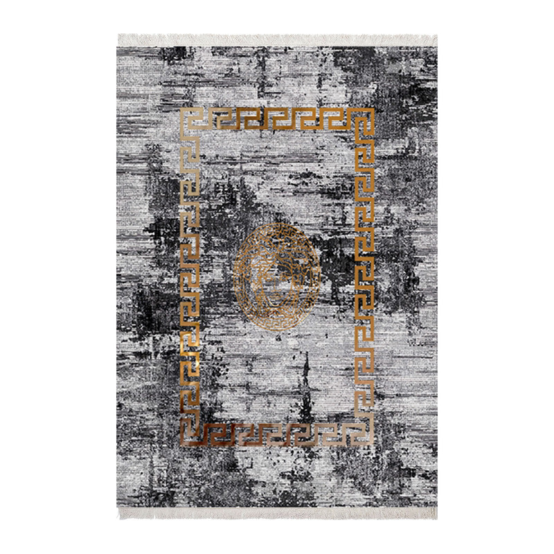 فرش ماشینی زانیس مدل مدرن طرح طلاکوب زمینه طوسی