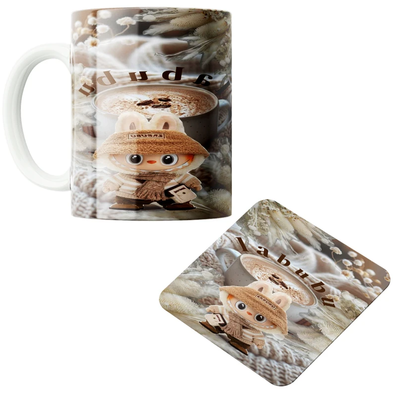 ماگ پاد آفرین مدل لبوبو کد 19 به همراه زیر لیوانی