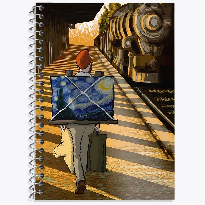 دفتر زبان 50 برگ خندالو مدل سه خط طرح ونسان ونگوگ کد N5129